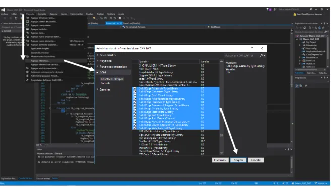 Figura 5-6:   Adición de librerías al proyecto en Visual Studio 