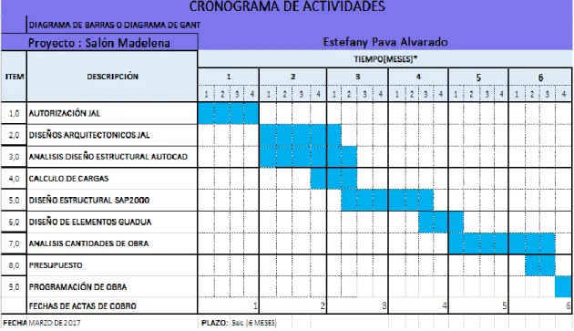 Tabla 1. Cronograma de actividades. 