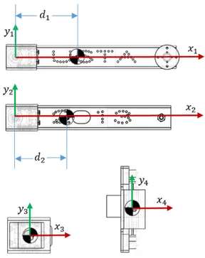 Figura 22: Distancias entre los sistemas de referencia y los centros de masa del Robot SCARA
