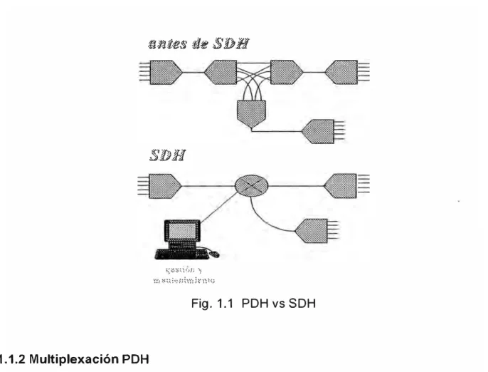 Fig.  1.3  Multiplexación PDH 