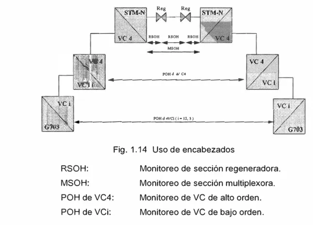 Fig. 1.15  Descripción del SOH  Bytes del RSOH 
