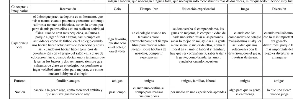 Tabla 9. Matriz de sistematización de datos sujeto 9 