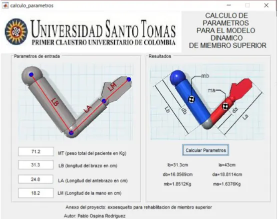 Figura 15 Programa desarrollado para el cálculo de los parámetros inerciales 