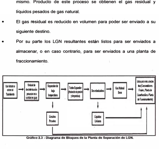 Gráfico 2.3 - Diagrama de Bloques de la Planta de Separación de LGN. 