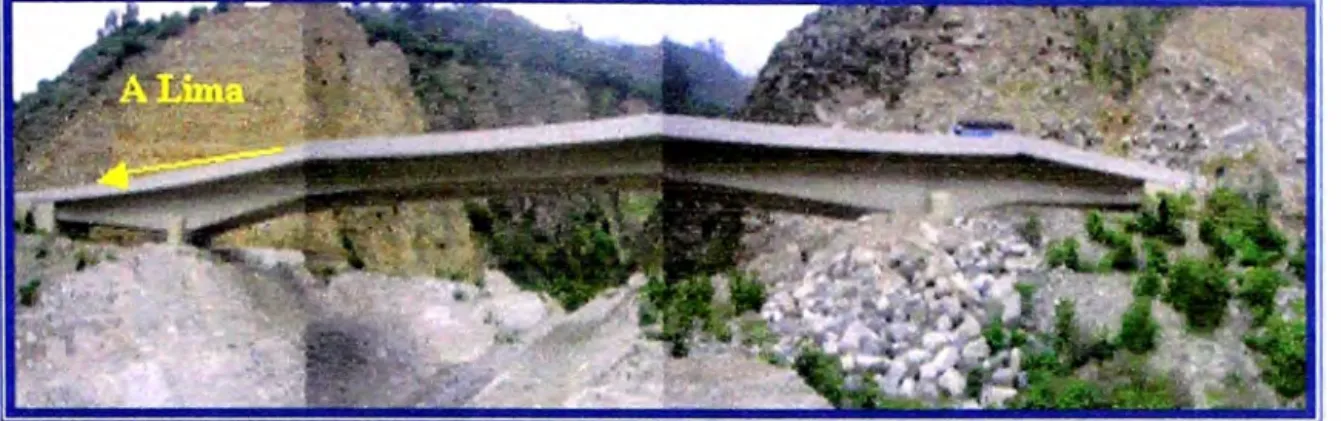 FIG N º 14 Puente Callana (Km.  71 +520) de longitud  200 m.en ta vista se observa et tablero  tipo cajón y de altura variable, aguas arriba se observa la vegetación, y el tipo distinto de 