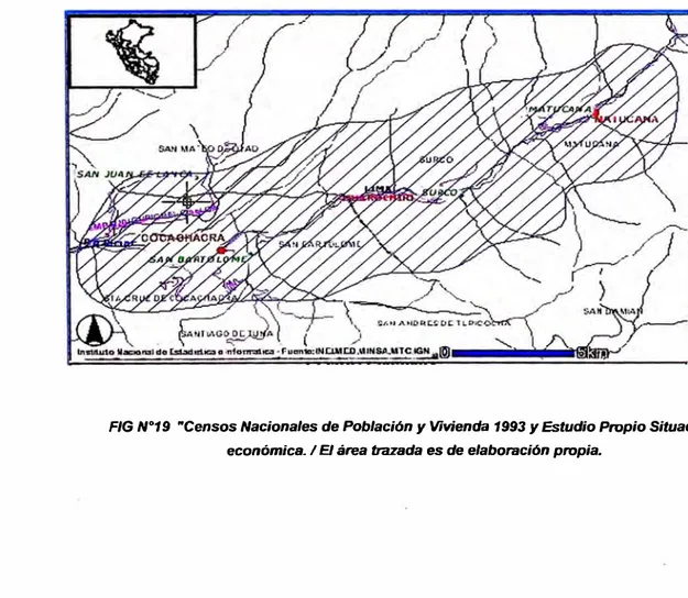 FIG N º 19  &#34;Censos Nacionales de Población y Vivienda 1993 y Estudio Propio Situación  económica