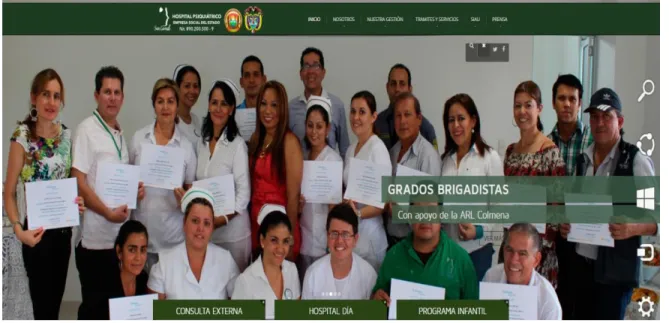 Figura 11. Aspecto pagina web Hospital Psiquiátrico San Camilo Bucaramanga  Tomado de: http://www.hospitalsancamilo.gov.co/ 