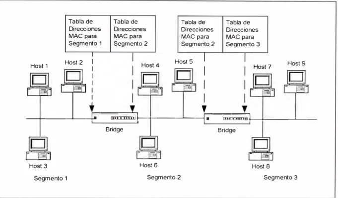 Fig.  1-4  Bridging en una Red de Área Local  (LAN). 