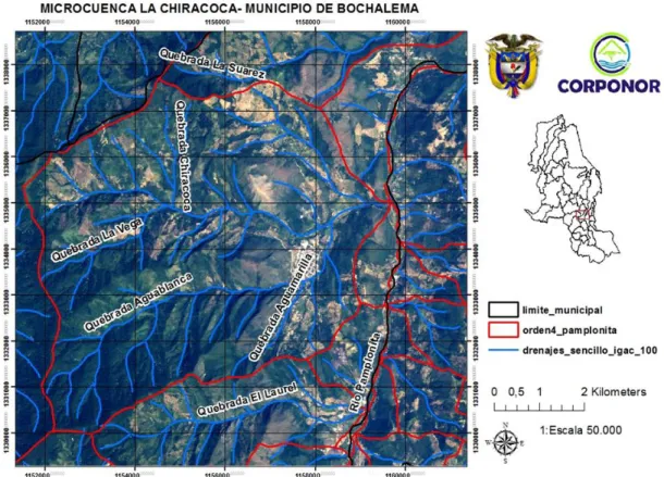 Figura 1. Área de la microcuenca de la quebrada la Chiracoca    