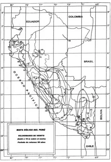 Figura 2.2.- Mapa Eólico del Perú [6]. 