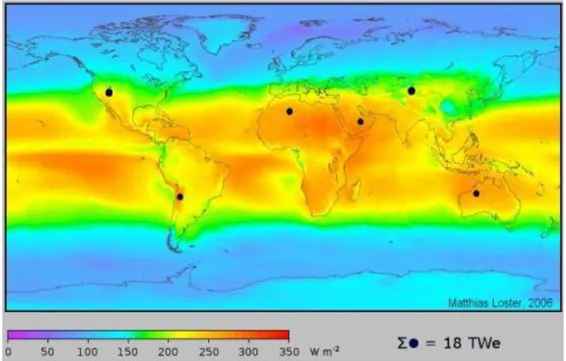 Fig. 5. Mapa mundial de irradiación solar 