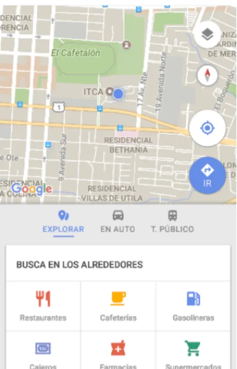 Fig. 3 – Mapa satelital incompleto que presenta Google Maps  del campus de ITCA-FEPADE
