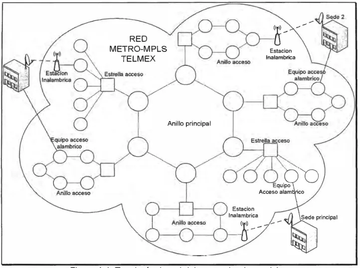 Figura 1.4.  Topología de red del proveedor de servicio. 