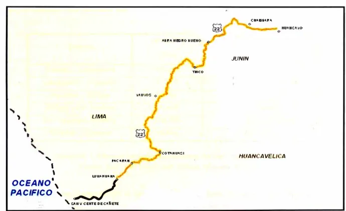 Figura N º  1.  Mapa de ubicación. Carretera Cañete - Yauyos - Chupaca. 
