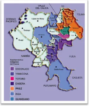 Ilustración 2:Mapa, del municipio de Páez por resguardos 