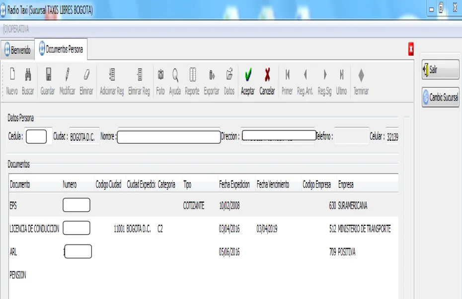 Figura 10. Registro y control de documentación de conductores. 