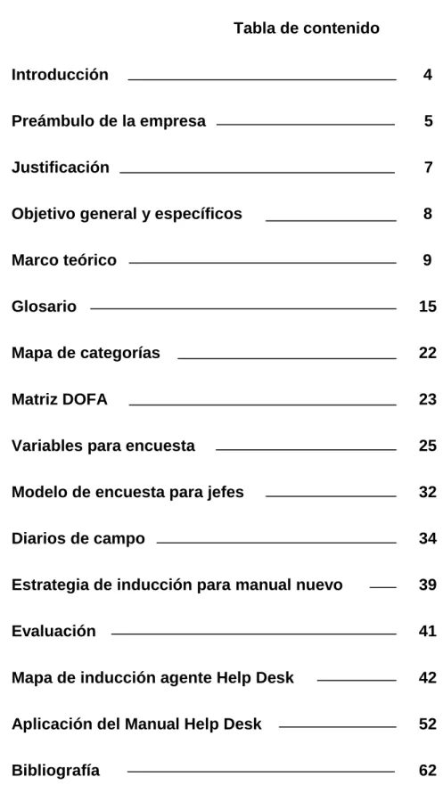 Tabla de contenido 