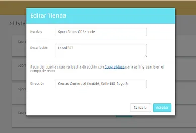 Figura 14 Editar tienda 