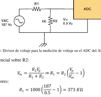 Figura 5. Divisor de voltaje para la medición de voltaje en el ADC del ADE7753. 
