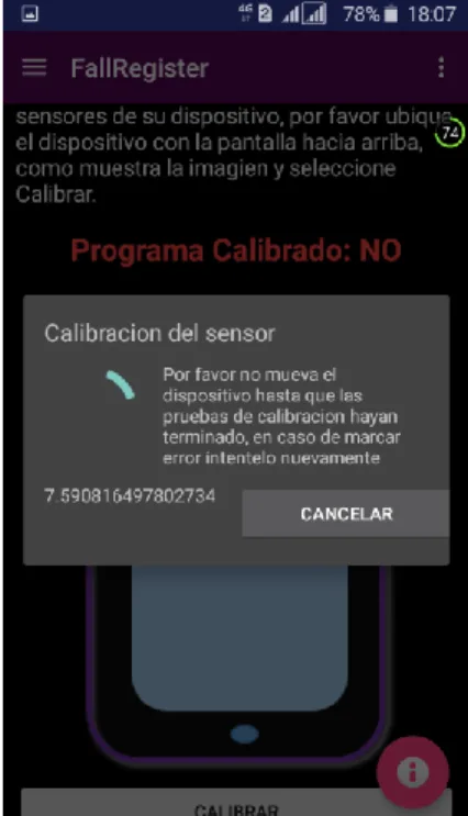 Figura 31. Proceso de calibración del sensor. 