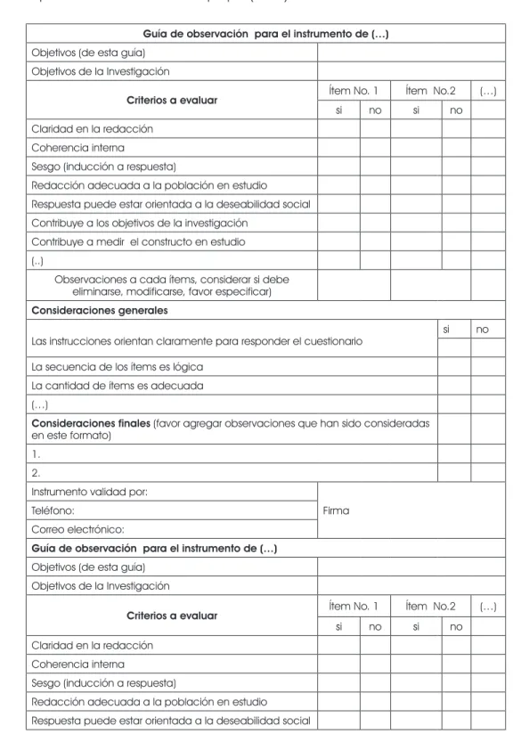 Cuadro 1.  Ejemplo  de  formato  para  validación  de  instrumento  por  jueces  expertos