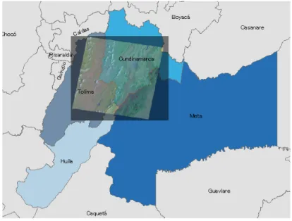 Ilustración 9. Localización regional de la imagen satelital en la división política de  Colombia