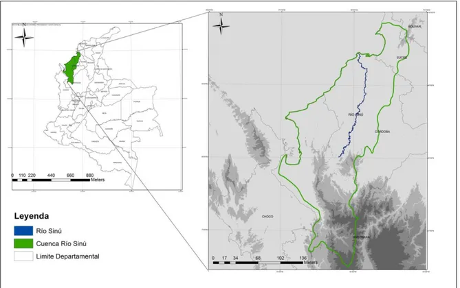 Figura 1. Localización de la Cuenca del Río Sinú 