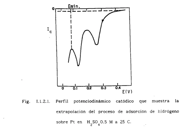 Fig.  1.1.2.1.  Perfil  potenciodinámico  catódico  que  muestra  la 