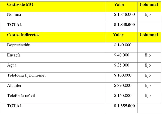 Tabla 5 Indicadores de viabilidad