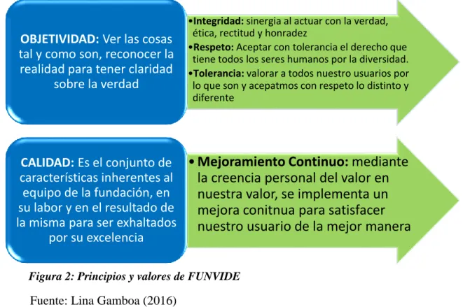 Figura 2: Principios y valores de FUNVIDE