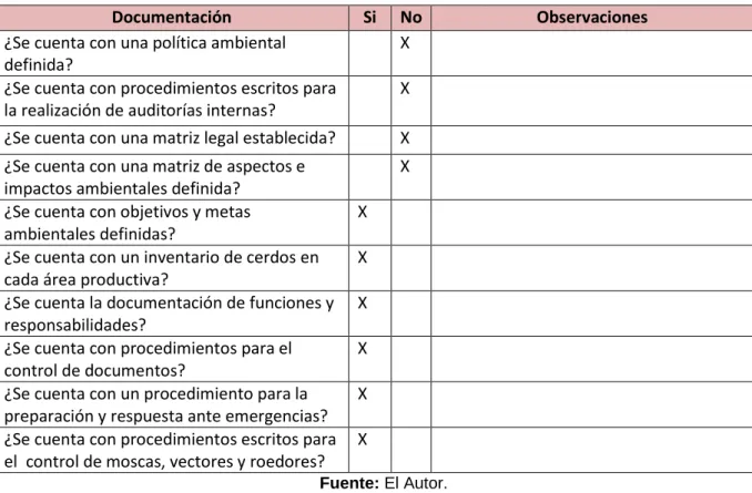 Tabla 14. RAI Documentación solicitada. 