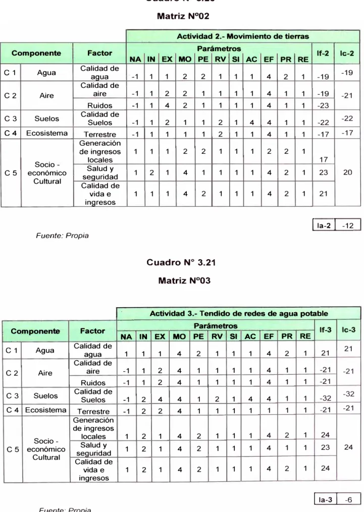 Cuadro  N º  3.20  Matriz N º 02 