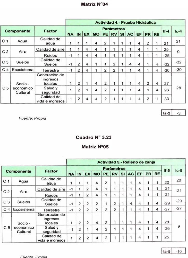 Cuadro  N º  3.22  Matriz N º 04 