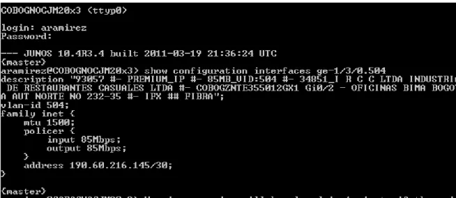 Figura  4.  Uso  del  comando  show  configuration  interfaces.  Tomado  de: 