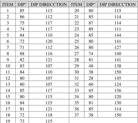 Tabla 3.1 Información de campo 