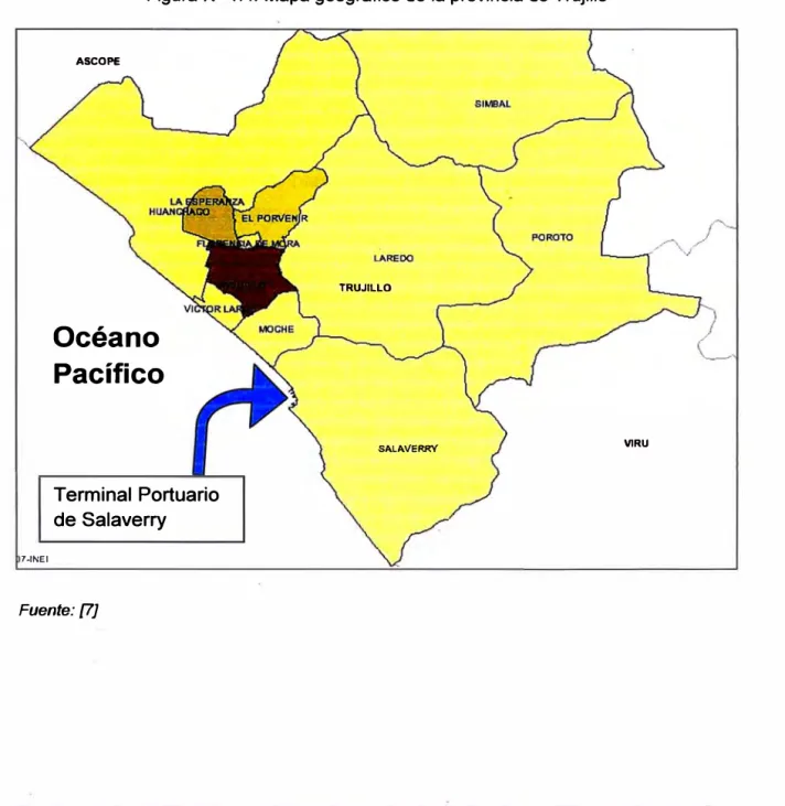 Figura N º  1.4:  Mapa geográfico de la provincia de Trujillo 