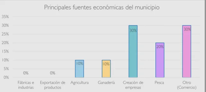 Figura  6:  Percepción  de  las  fuentes  económicas  del  municipio  (para  quienes  contestaron que no sentían un incremento del turismo en los últimos años)