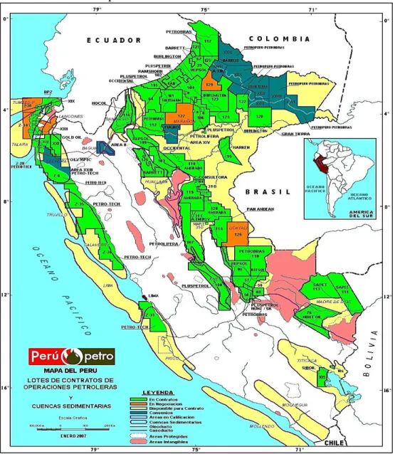 Gráfico 2. 5 Mapa de ubicación de lotes de hidrocarburos del Perú 