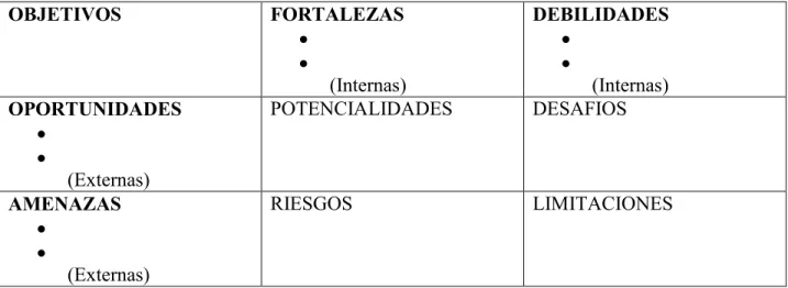 Tabla 10. Formato Matriz DOFA 