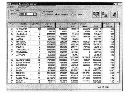 Figura N º  4.5b  Modulo de Balances en MT 