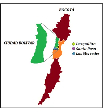 Ilustración 10. Veredas Pasquillita, Santa Rosa y las Mercedes. Localidad Ciudad Bolívar        