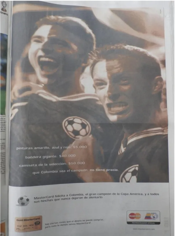 Figura No 8. Fuente: El Tiempo, 30 de julio de 2001, pág. 4, sección: Copa América 