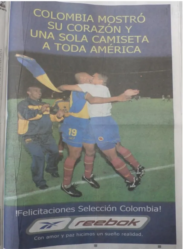 Figura No 9. Fuente: El Tiempo, 30 de julio de 2001, pág. 7, sección: Copa América 