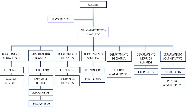 Figura 1. Estructura Organizacional de Nopin Colombia S.A.S.  Fuente: Propia 