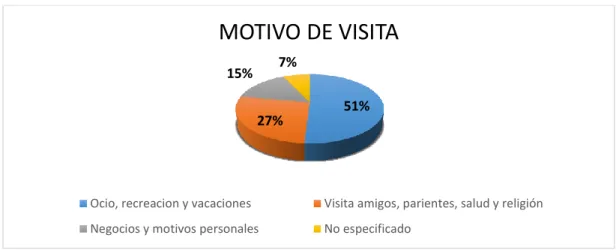 Figura 2 Porcentaje llegada de turistas internacionales por motivo de visita , Fuente: OMT (2008) 