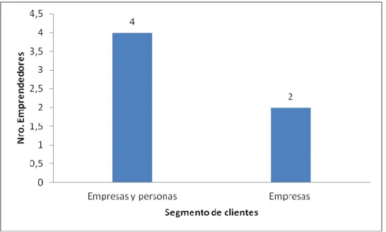 Figura 7. Tipo de segmento de clientes de las empresas.  Fuente: Elaboración propia. 