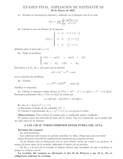 Examen Final Ampliaci ´ On De Matem ´ Aticas 5306