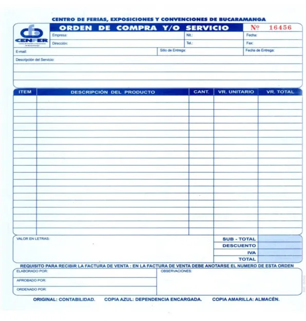 Figura 5 Orden de Compra Cenfer  