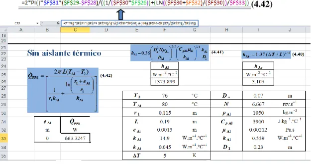 Figura 4.7. Simulación realizada para determinar el valor de  ̇     , considerando que 