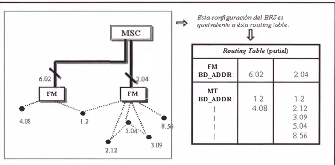 Figura  13  :  El BRS y su routing table dentro del MSC 